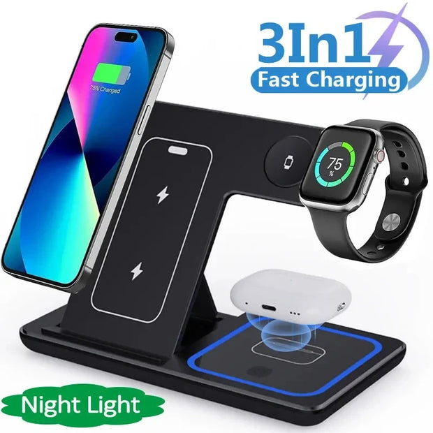 3 In 1 LED Fast Wireless Charger